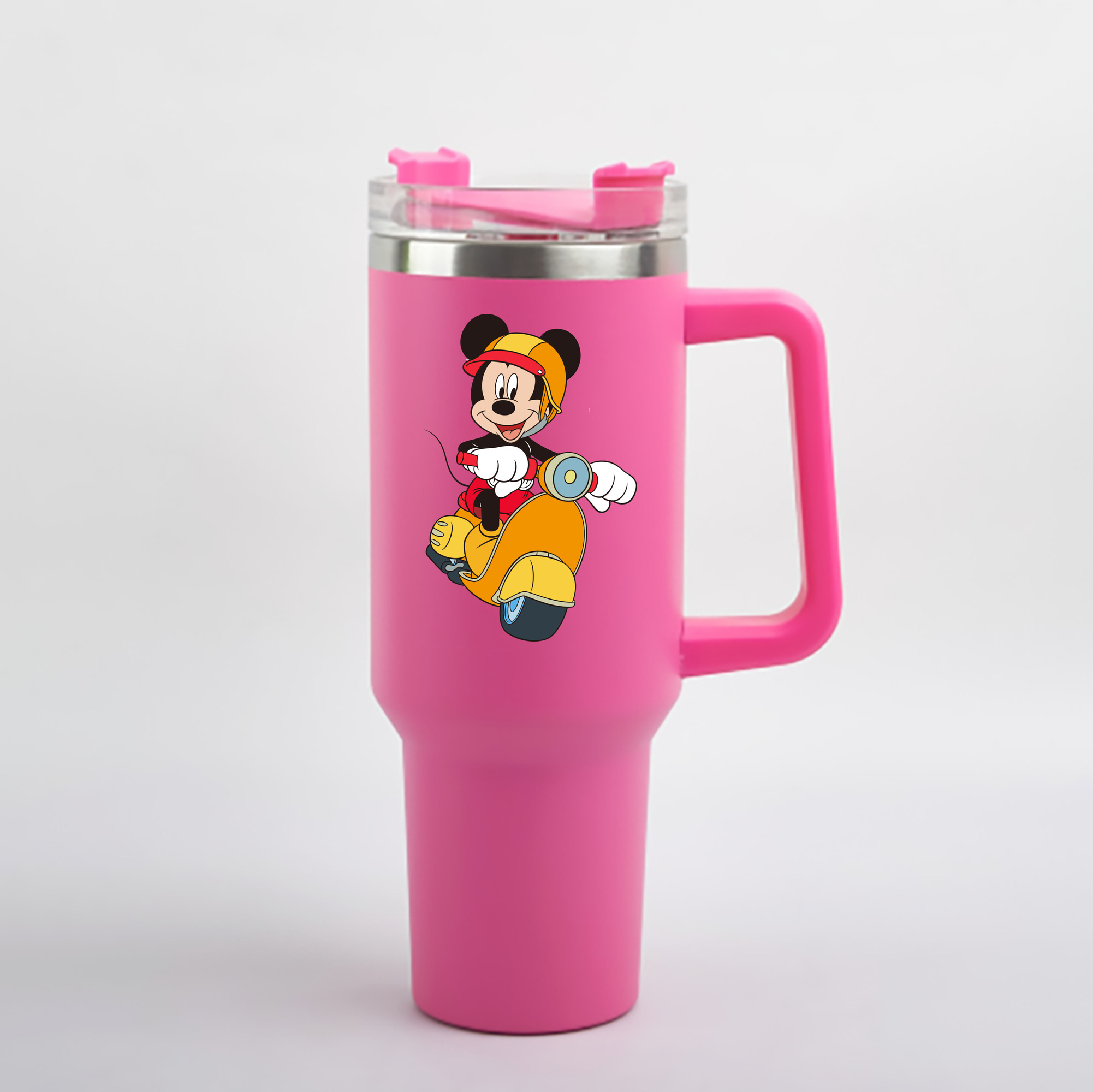（画像用） ミッキーマウス Mickey Mouse 1200mL車用タンブラー - クリスタルステッカー（プラスチックストロー付き）